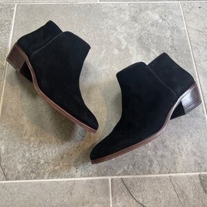 Sam Edelman Petty Chelsea Zip Up Black Suede Booties size 9.5